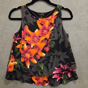 Worthington‎ Tiered Sleeveless Floral Tank Top Women Petite Small Office Flowy